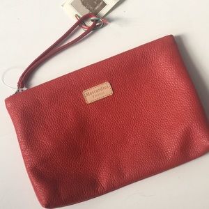 NWT Red pebbled Italian soft leather  wristlet